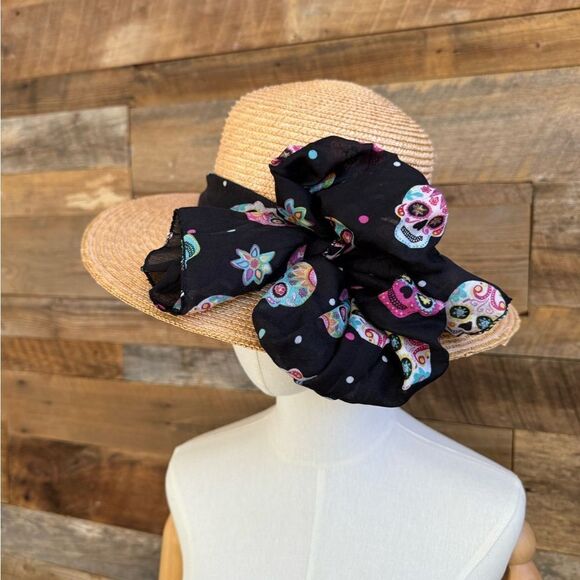 🌺 💀 Scala day of the dead straw hat 💀 - Picture 2 of 10